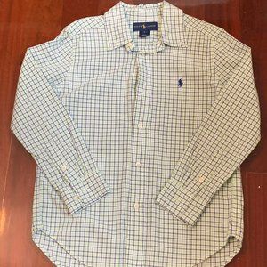 Ralph Lauren Green & Blue Collared Shirt; Boys 7